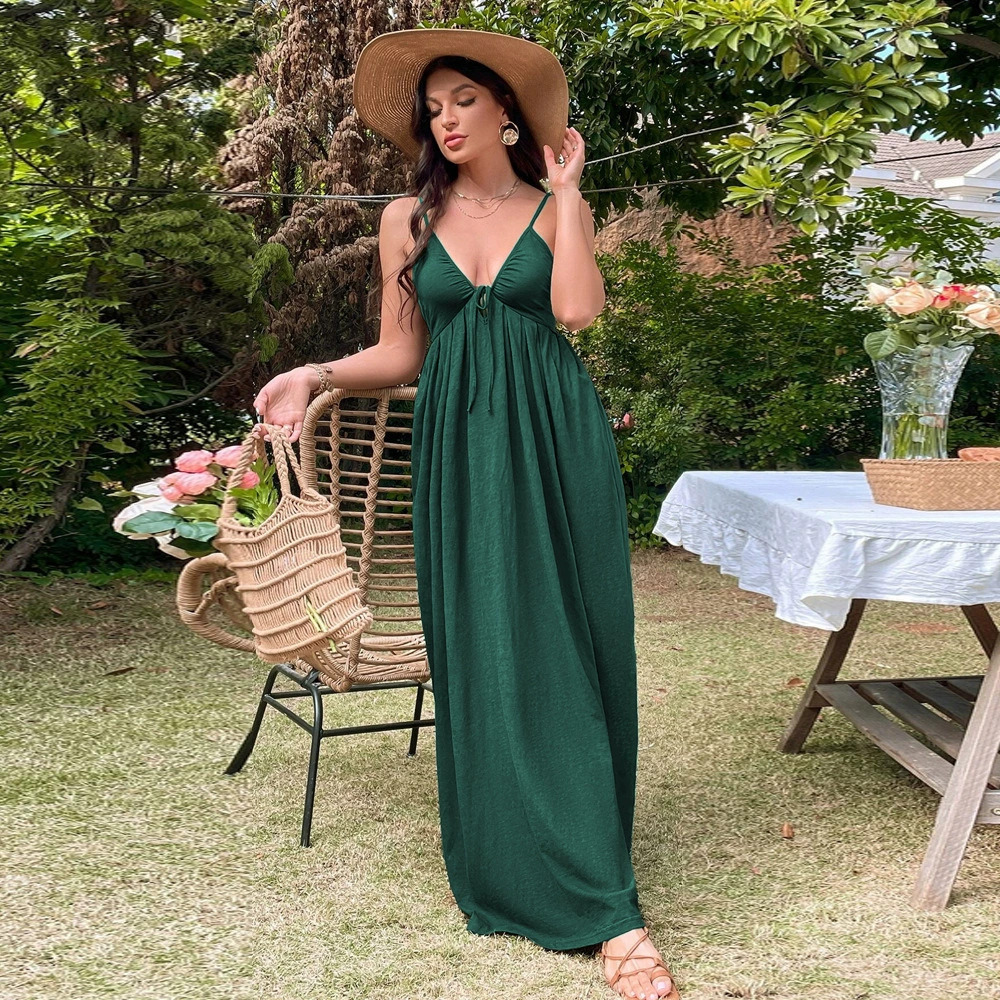 ZARA Sexy Backless Beach Maxi Dress Spaghetti Strap Slim Fit